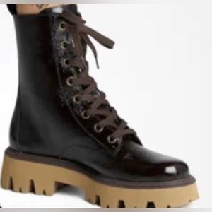 Paul Green combat Beige leather boots. NEW!